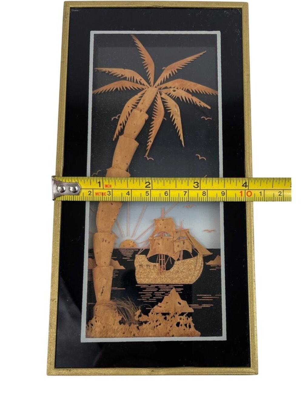 Vintage Cork Carving Seascape Diorama Wall Art Made in Spain - Picture 7 of 9